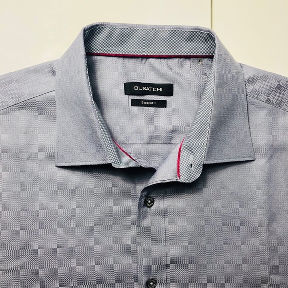 Bugatchi Men Gray Dress Shirts Flip Cuff Size XL - Picture 8 of 8